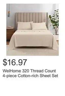 Costco WelHome 320 Thread Count 4-piece Cotton-rich Sheet Set offer