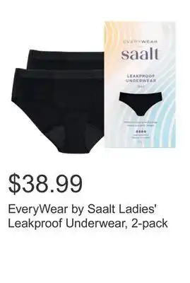 Costco EveryWear by Saalt Ladies' Leakproof Underwear, 2-pack offer