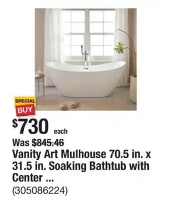 The Home Depot Vanity Art Mulhouse 70.5 in. x 31.5 in. Soaking Bathtub with Center ... offer