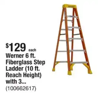 The Home Depot Werner 6 ft. Fiberglass Step Ladder (10 ft. Reach Height) with 3... offer