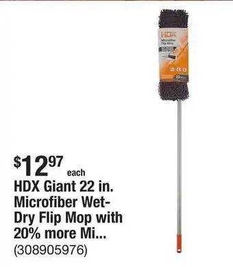 The Home Depot HDX Giant 22 in. Microfiber Wet-Dry Flip Mop with 20% more Microfiber offer