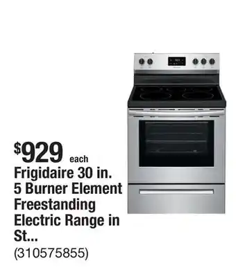 The Home Depot Frigidaire 30 in. 5 Burner Element Freestanding Electric Range in Stainless Steel offer