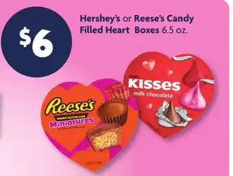 Family Dollar Hershey's or Reese's Candy Filled Heart Boxes offer