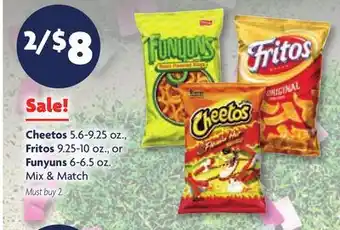 Family Dollar Cheetos 5.6-9.25 oz., Fritos 9.25-10 oz., or Funyuns 6-6.5 oz offer