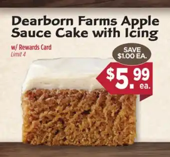 Dearborn Market Dearborn Farms Apple Sauce Cake with Icing offer