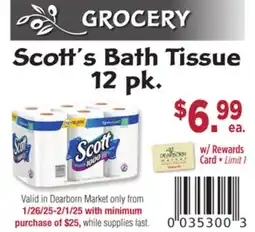 Dearborn Market Scott's Bath Tissue 12 pk offer