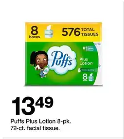 Target Puffs Plus Lotion 8-pk. 72-ct. facial tissue offer