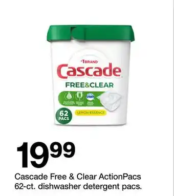 Target Cascade Free & Clear ActionPacs 62-ct. dishwasher detergent pacs offer