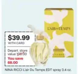 CVS NINA RICCI L'air Du Temps EDT spray 3.4 oz offer