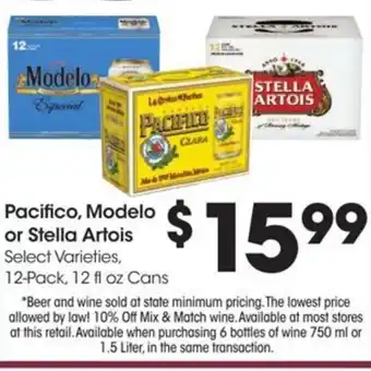 Kroger Pacifico, Modelo or Stella Artois offer