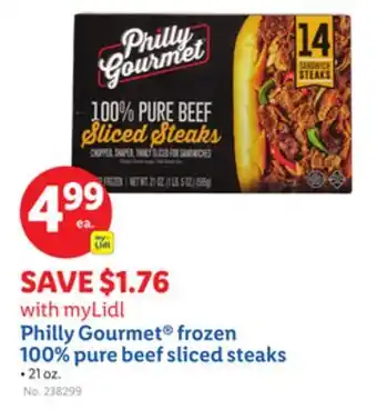 Lidl Philly Gourmet frozen 100% pure beef sliced steaks offer