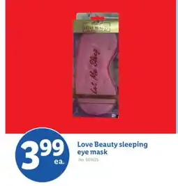 Lidl Love Beauty sleeping eye mask offer