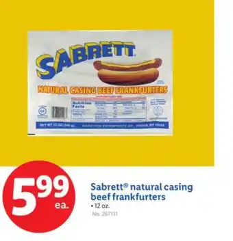 Lidl Sabrett natural casing beef frankfurters offer