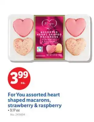 Lidl For You assorted heart shaped macarons, strawberry & raspberry offer