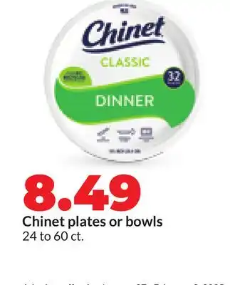 Hy-Vee Chinet plates or bowls offer