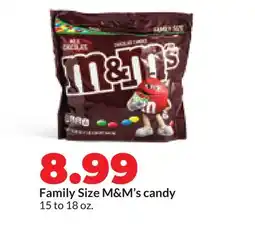 Hy-Vee Family Size M&M's candy offer