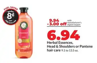 Hy-Vee Herbal Essences, Head & Shoulders or Pantene hair care offer