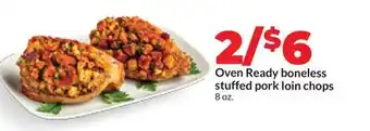 Hy-Vee Oven Ready boneless stuffed pork loin chops offer