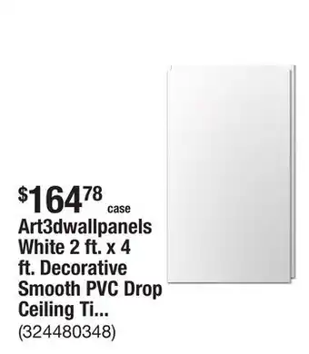 The Home Depot Art3dwallpanels White 2 ft. x 4 ft. Decorative Smooth PVC Drop Ceiling Tile (80 sq. ft./case) offer