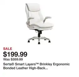 Office Depot Serta Smart Layers Brinkley Ergonomic Bonded Leather High-Back Executive Office Chair, White/Silver offer