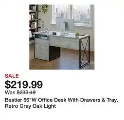 Office Depot Bestier 56W Office Desk With Drawers & Tray, Retro Gray Oak Light offer