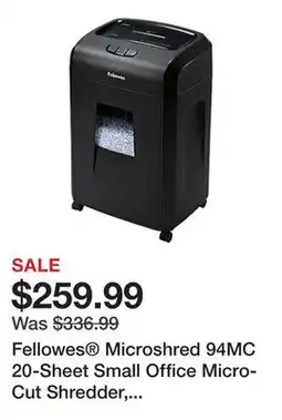 Office Depot Fellowes Microshred 94MC 20-Sheet Small Office Micro-Cut Shredder, Black, 8059401 offer