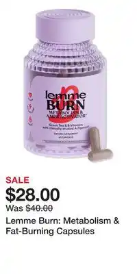 Ulta Beauty Lemme Burn: Metabolism & Fat-Burning Capsules offer