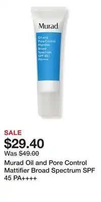 Ulta Beauty Murad Oil and Pore Control Mattifier Broad Spectrum SPF 45 PA++++ offer