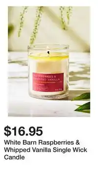 Bath & Body Works White Barn Raspberries & Whipped Vanilla Single Wick Candle offer