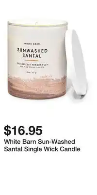 Bath & Body Works White Barn Sun-Washed Santal Single Wick Candle offer