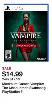 Game Stop Maximum Games Vampire: The Masquerade Swansong - PlayStation 5 offer