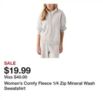 Belk Women's Comfy Fleece 1/4 Zip Mineral Wash Sweatshirt offer