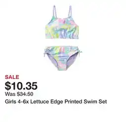 Belk Girls 4-6x Lettuce Edge Printed Swim Set offer