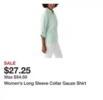 Belk Women's Long Sleeve Collar Gauze Shirt offer