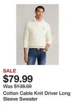 Belk Cotton Cable Knit Driver Long Sleeve Sweater offer