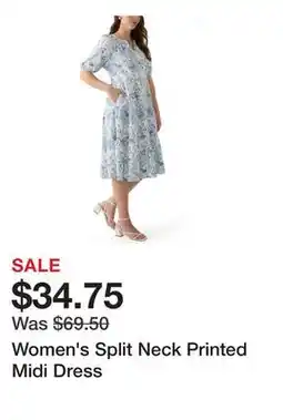 Belk Women's Split Neck Printed Midi Dress offer