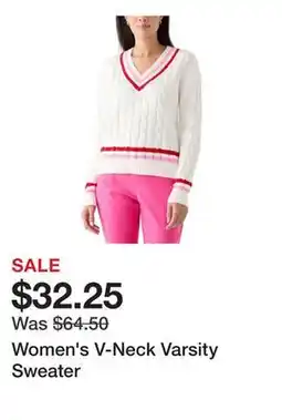 Belk Women's V-Neck Varsity Sweater offer