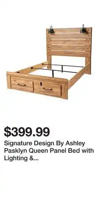 Big Lots Signature Design By Ashley Pasklyn Queen Panel Bed with Lighting & USB Charging offer