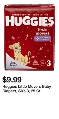 Big Lots Huggies Little Movers Baby Diapers, Size 3, 25 Ct offer