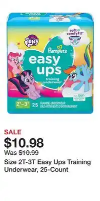 Big Lots Size 2T-3T Easy Ups Training Underwear, 25-Count offer