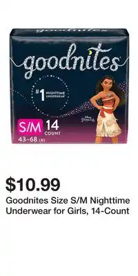 Big Lots Goodnites Size S/M Nighttime Underwear for Girls, 14-Count offer