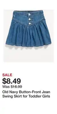 Old Navy Old Navy Button-Front Jean Swing Skirt for Toddler Girls offer