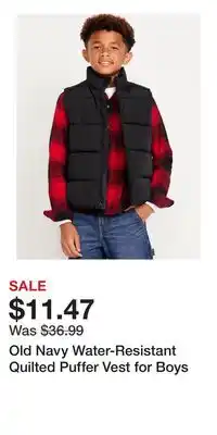 Old Navy Old Navy Water-Resistant Quilted Puffer Vest for Boys offer