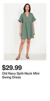 Old Navy Old Navy Split-Neck Mini Swing Dress offer