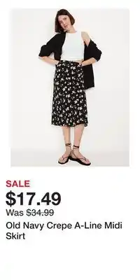 Old Navy Old Navy Crepe A-Line Midi Skirt offer