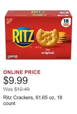 Costco Ritz Crackers, 61.65 oz, 18 count offer