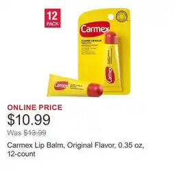 Costco Carmex Lip Balm, Original Flavor, 0.35 oz, 12-count offer