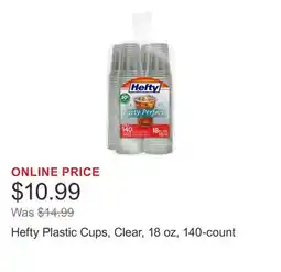 Costco Hefty Plastic Cups, Clear, 18 oz, 140-count offer