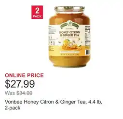 Costco Vonbee Honey Citron & Ginger Tea, 4.4 lb, 2-pack offer