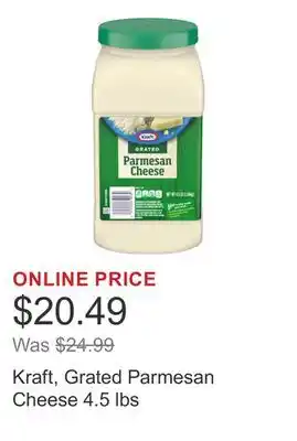 Costco Kraft, Grated Parmesan Cheese 4.5 lbs offer